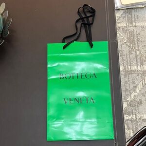 Bottega Veneta Bright Green Tote Bag with Black Ribbon Handles